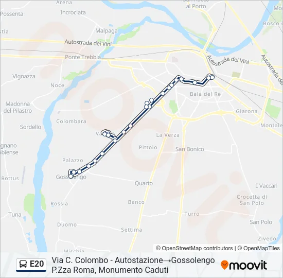 E20 Bus Line Map