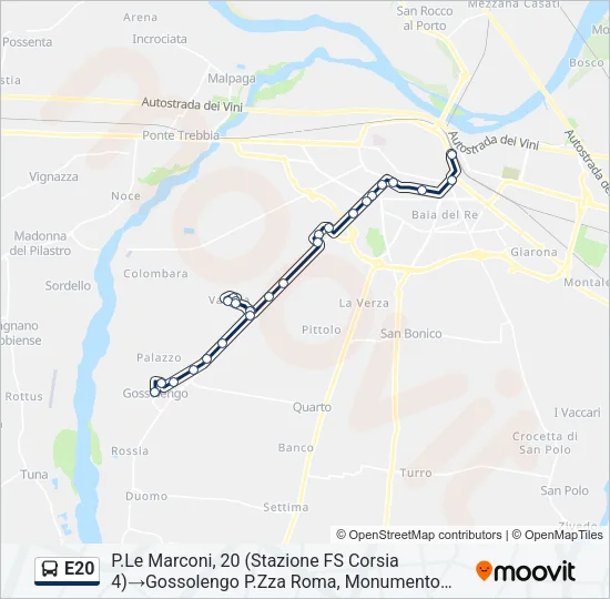 E20 Bus Line Map