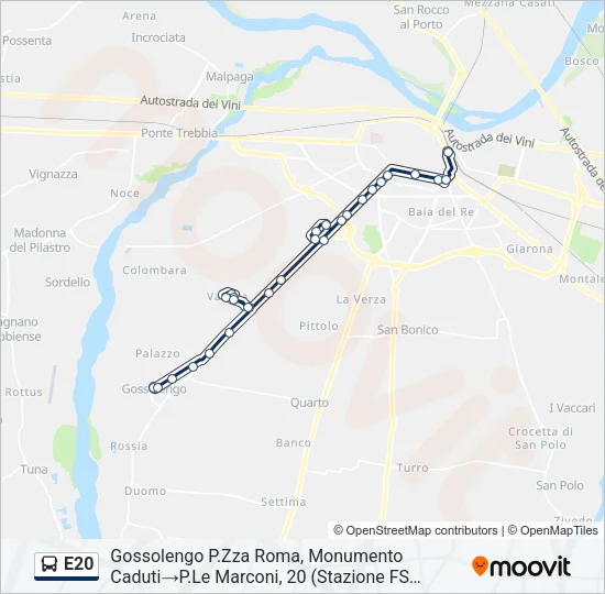 E20 Bus Line Map