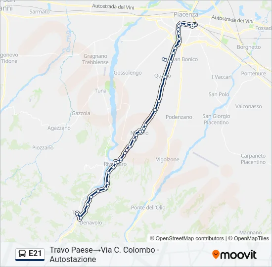 E21 Bus Line Map
