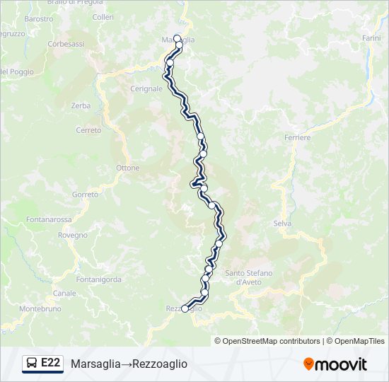 Percorso linea bus E22