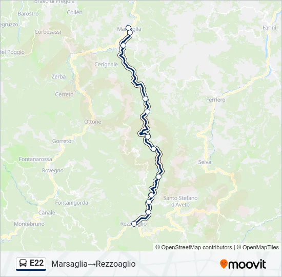 E22 Bus Line Map