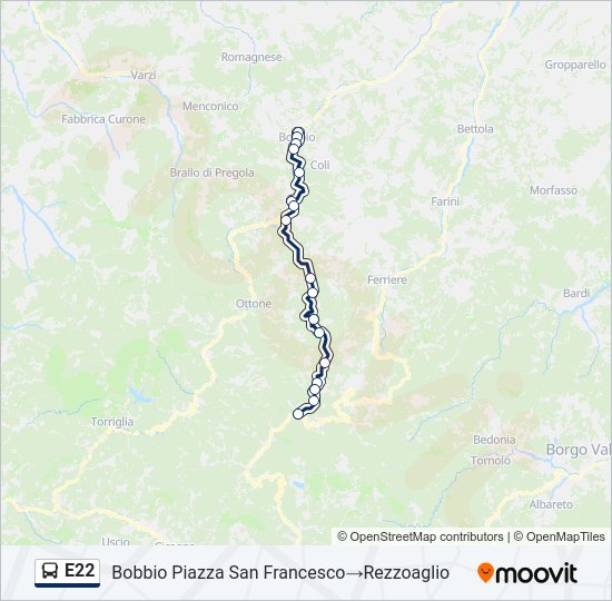 Percorso linea bus E22