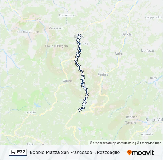 E22 Bus Line Map