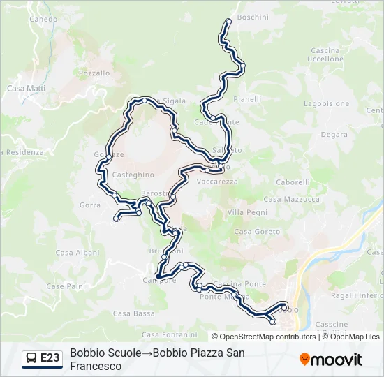 E23 Bus Line Map