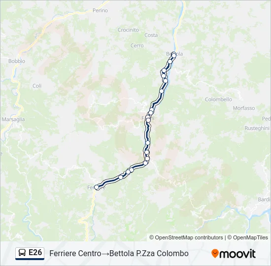 Percorso linea bus E26
