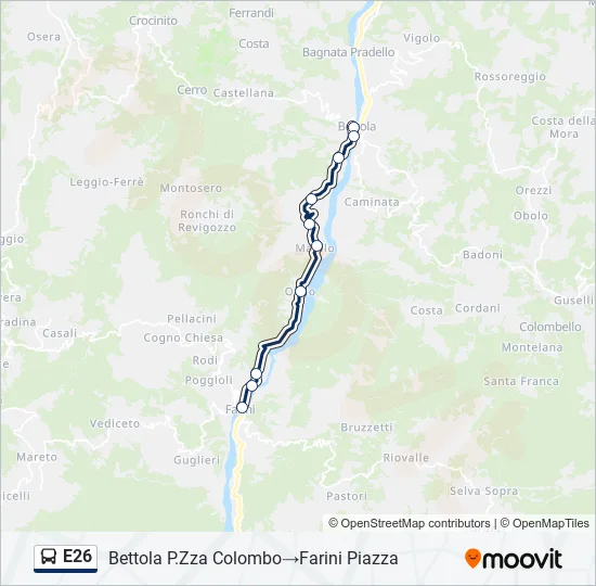Percorso linea bus E26