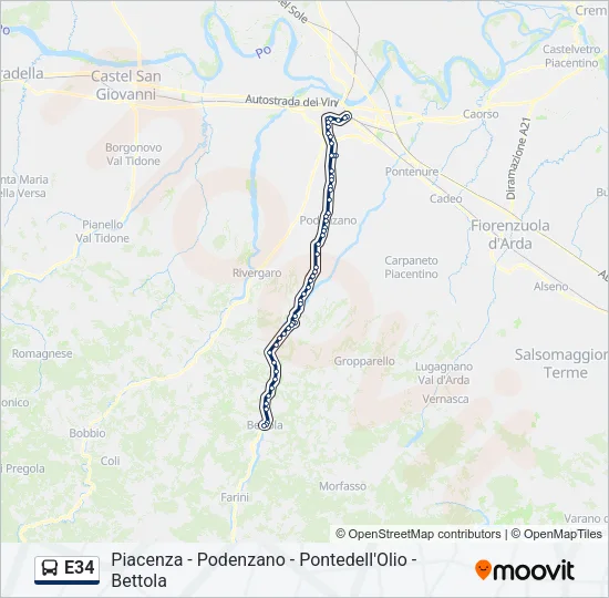 E34 Bus Line Map