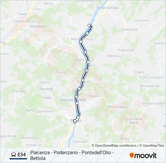 E34 Bus Line Map