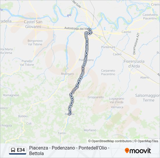 E34 bus Line Map