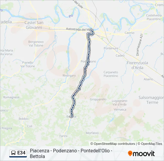 E34 Bus Line Map