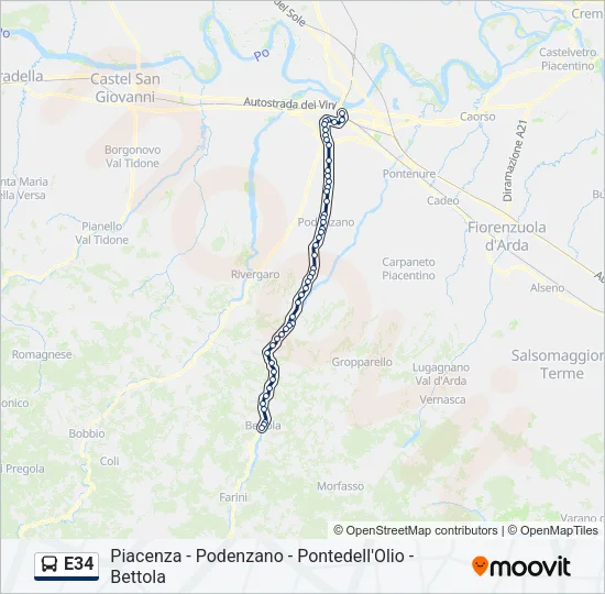 E34 Bus Line Map