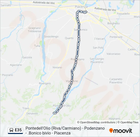 E35 Bus Line Map