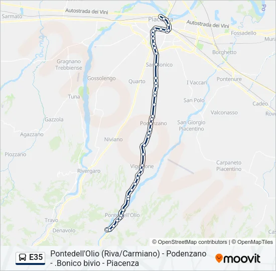 E35 Bus Line Map