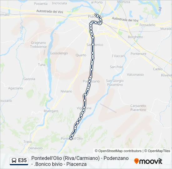 E35 Bus Line Map