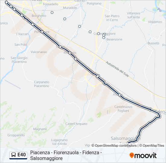 Percorso linea bus E40