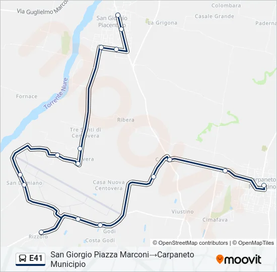 E41 Bus Line Map