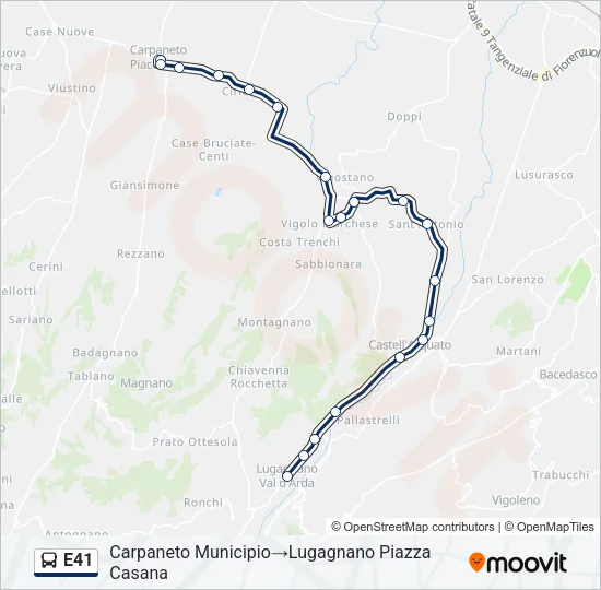 E41 Bus Line Map