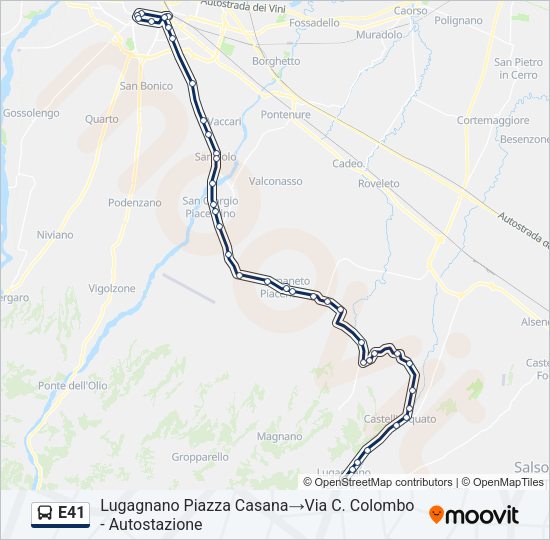 Percorso linea bus E41