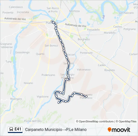 E41 Bus Line Map