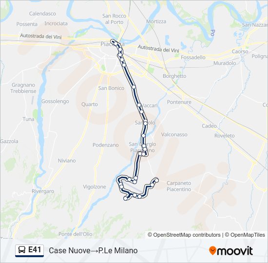 E41 bus Line Map