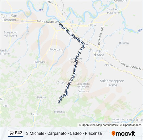 Percorso linea bus E42