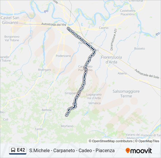 Percorso linea bus E42