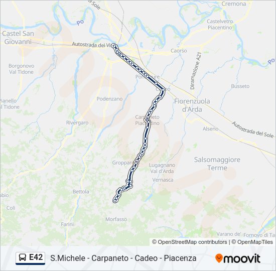 Percorso linea bus E42