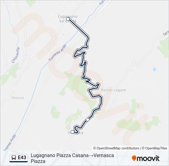 Percorso linea bus E43