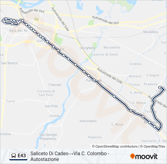 Percorso linea bus E43
