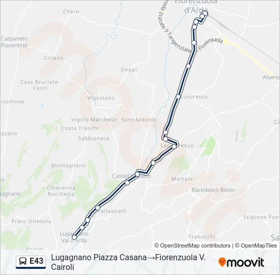 E43 Bus Line Map