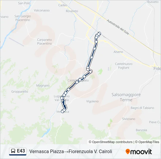 E43 Bus Line Map