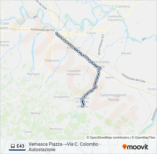 E43 Bus Line Map