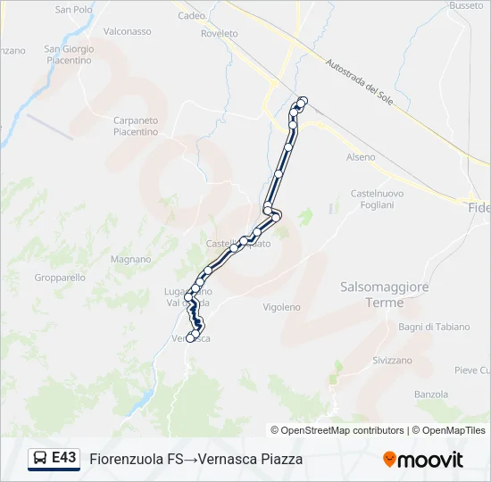 E43 Bus Line Map