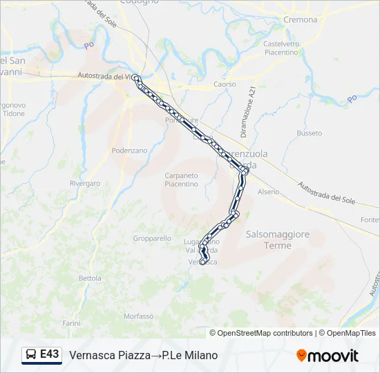E43 Bus Line Map