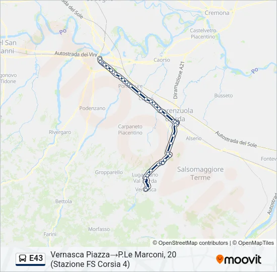 E43 Bus Line Map
