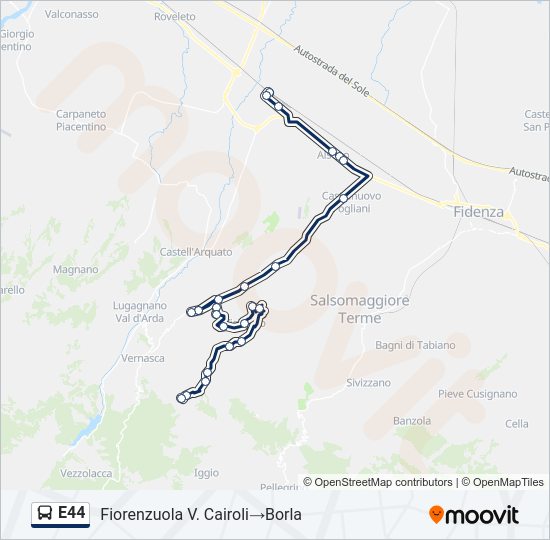 Percorso linea bus E44