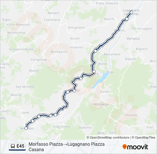 E45 Bus Line Map