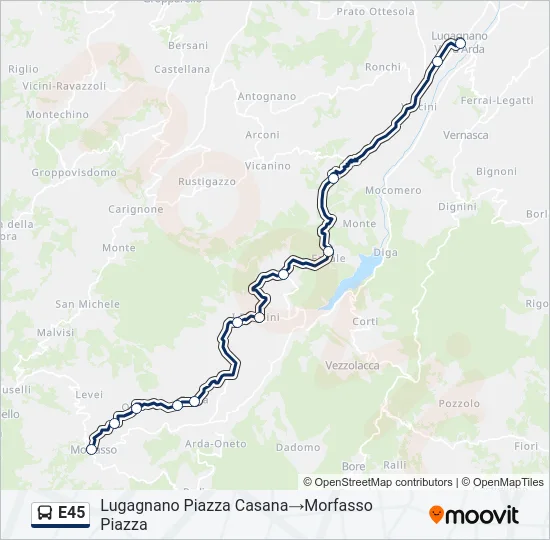 E45 Bus Line Map