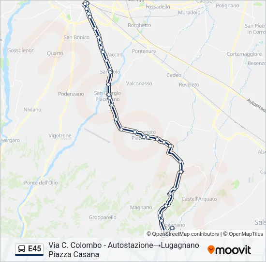 E45 Bus Line Map