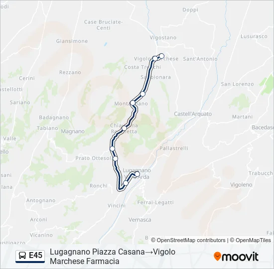 E45 Bus Line Map