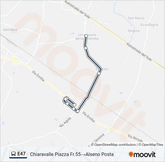 E47 bus Line Map