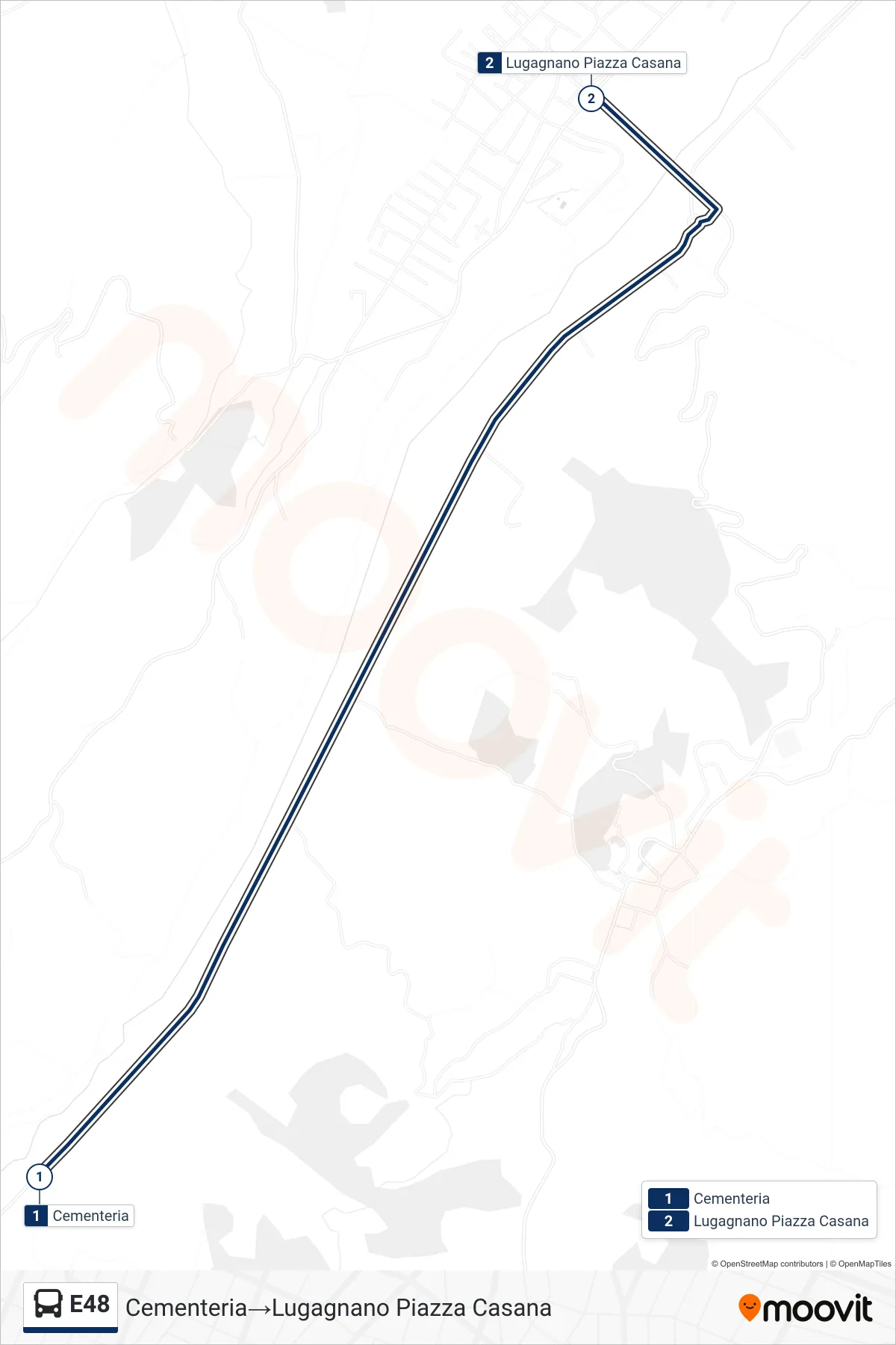 Linea E48  bus (Cementeria‎→Lugagnano Piazza Casana) - Percorsi e fermate sulla mappa