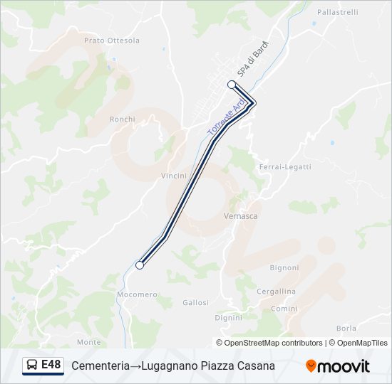 Percorso linea bus E48