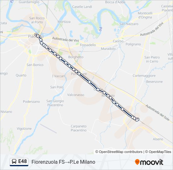 Percorso linea bus E48