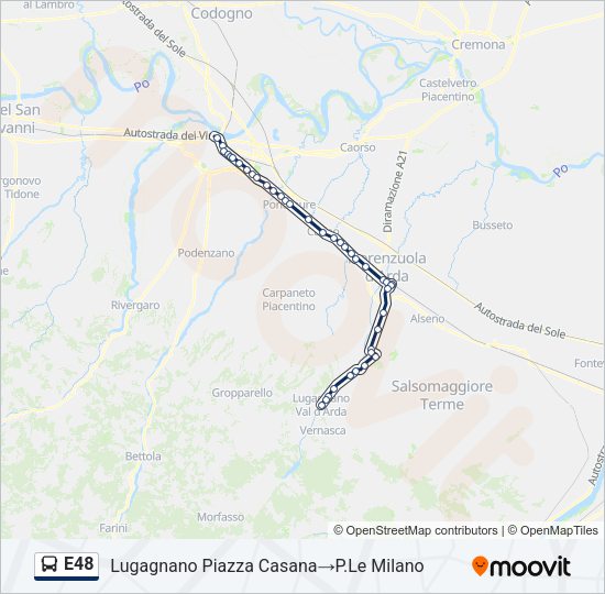Percorso linea bus E48