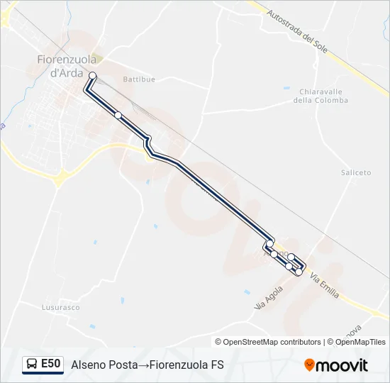 E50 Bus Line Map