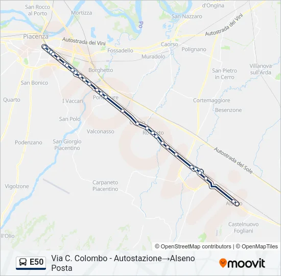 E50 Bus Line Map