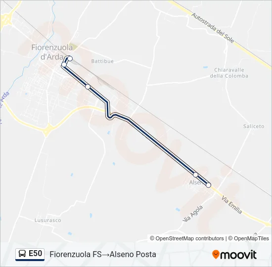 E50 Bus Line Map