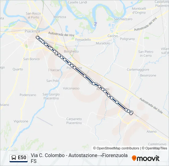 E50 Bus Line Map